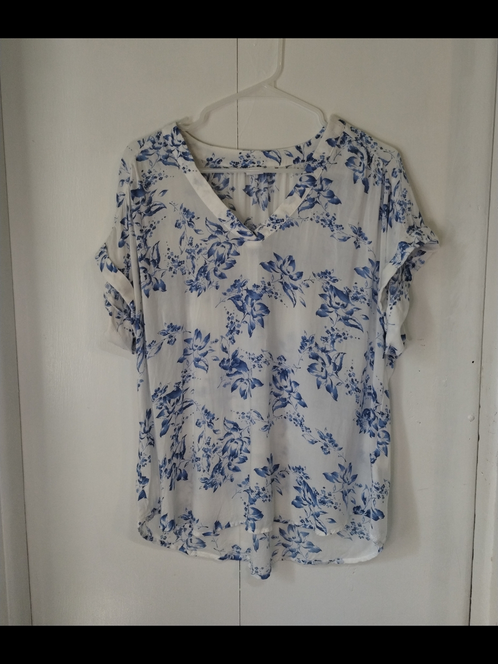 GAP White Blouse with Blue Floral Print